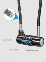 Cadenas à Code Extérieur - Câble Acier 4 Chiffres Étanche
