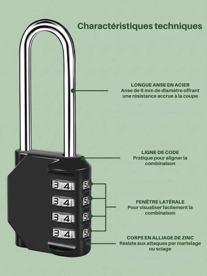 Cadenas Salle de Sport à Code 4 Chiffres - Anse Longue
