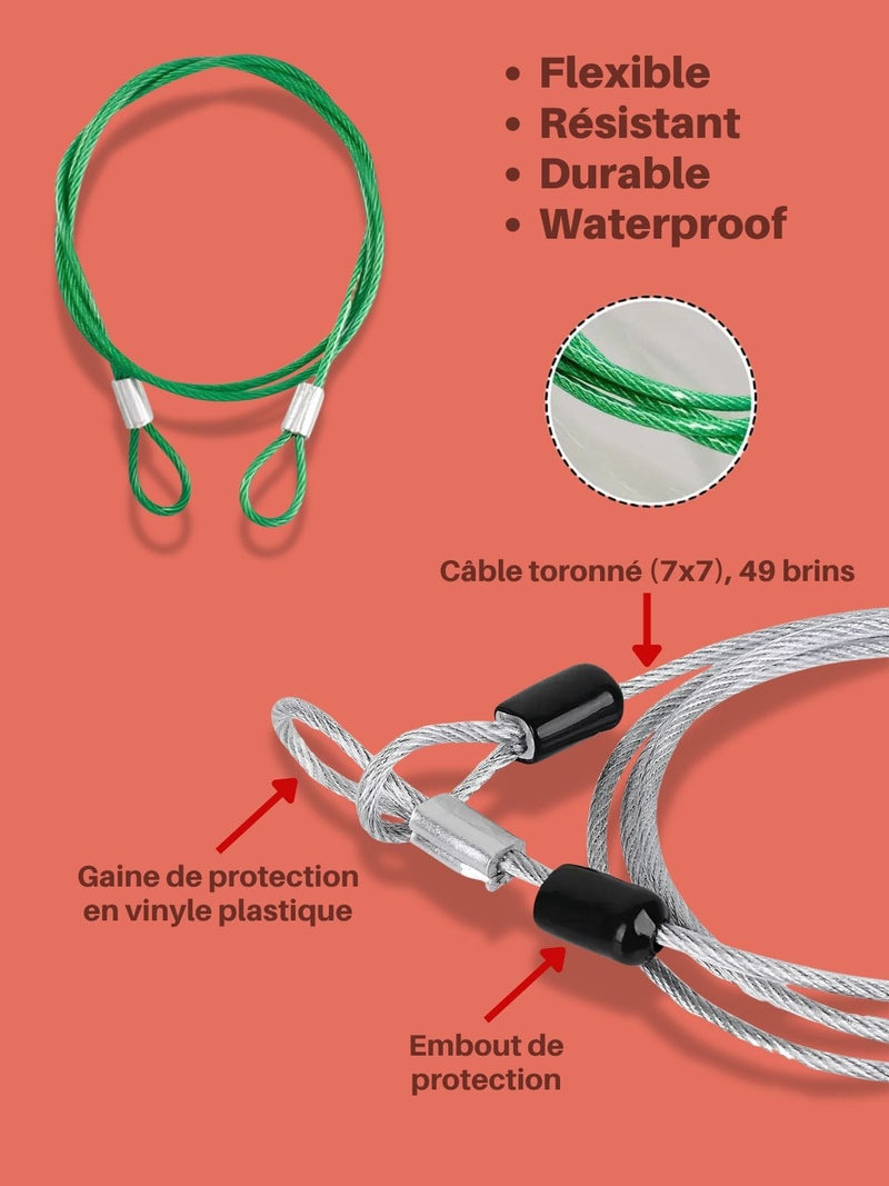 Cadenas TSA Valise à Combinaison + Câble Sécurité