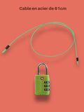 Cadenas TSA Valise à Combinaison + Câble Sécurité