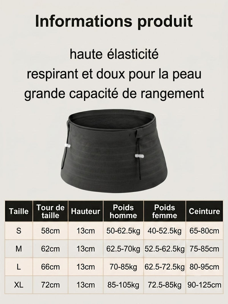 Ceinture de course à pied élastique sans rebond