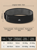 Ceinture de course avec poche gourde et bande réfléchissante
