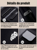 Ceinture de course avec poche gourde et bande réfléchissante