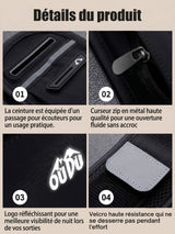 Ceinture de course avec poche gourde et bande réfléchissante
