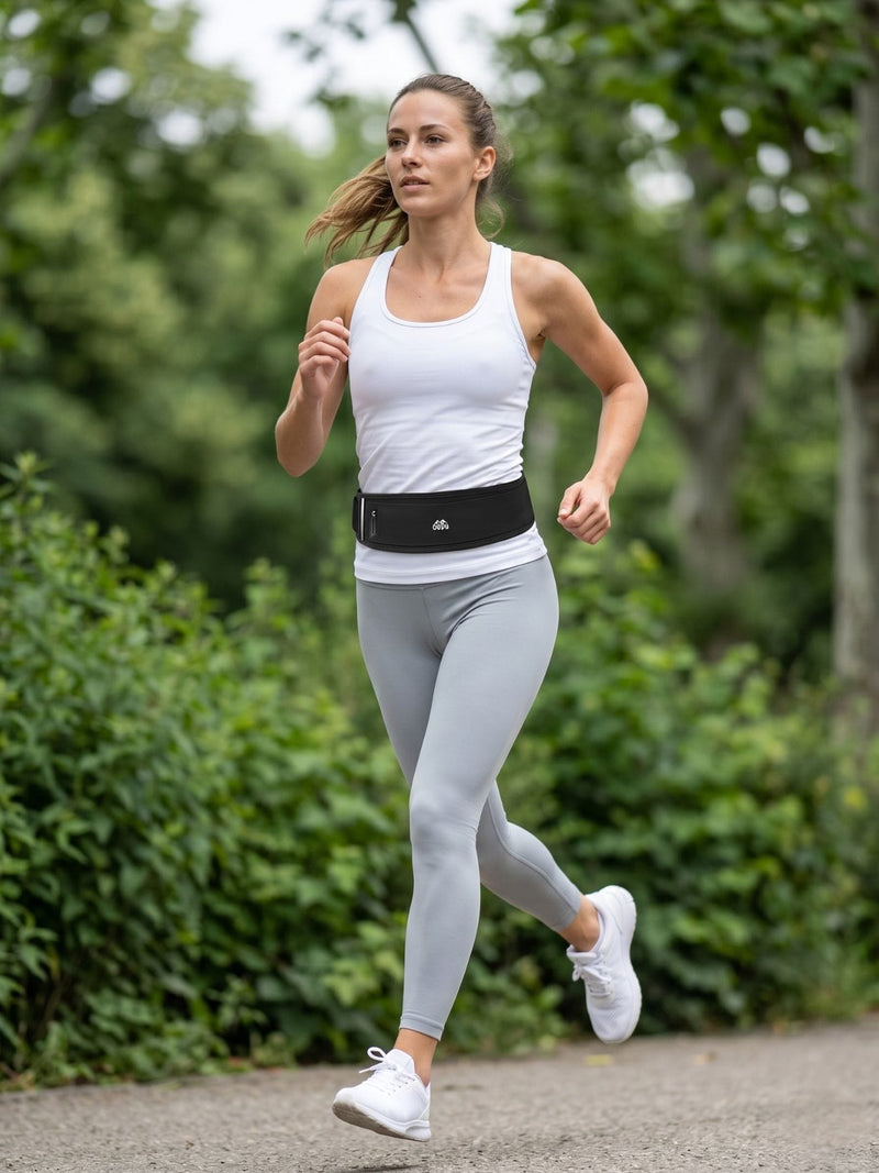 Ceinture de course avec poche gourde et bande réfléchissante