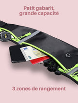 Ceinture de portage running avec 3 zones de rangement