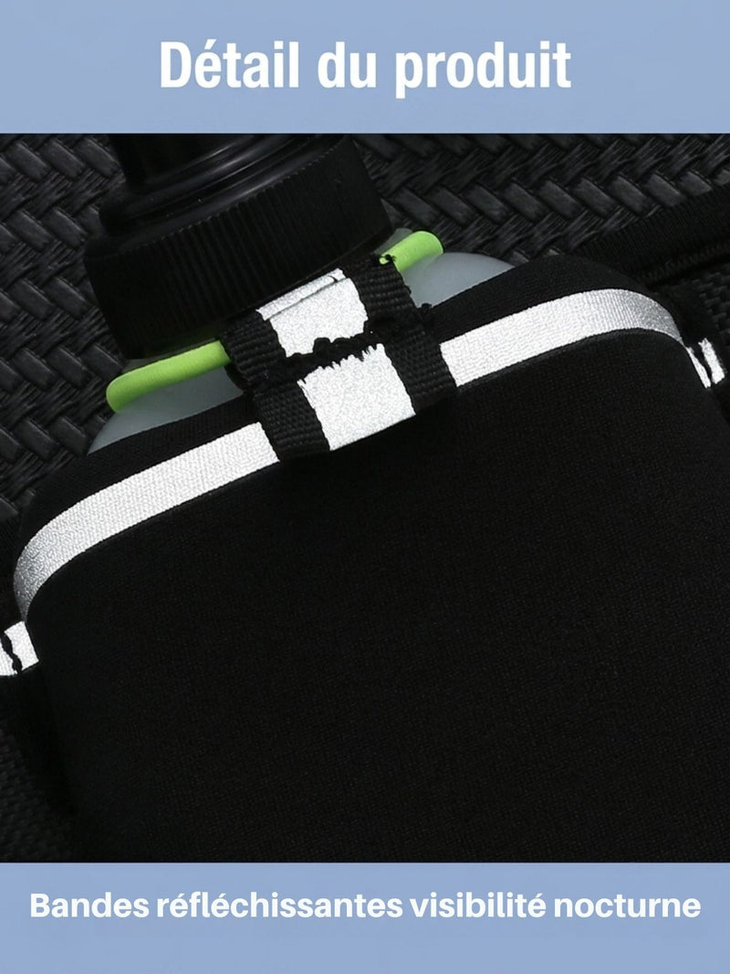 Ceinture marathon avec 2 gourdes incluses et doublure anti-dérapante