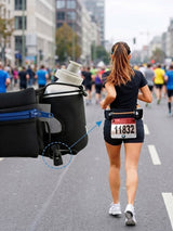 Ceinture marathon avec 2 gourdes incluses et doublure anti-dérapante