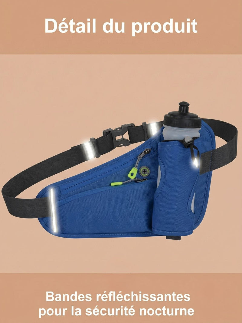Ceinture running gourde avec porte-bouteille et bande réfléchissante