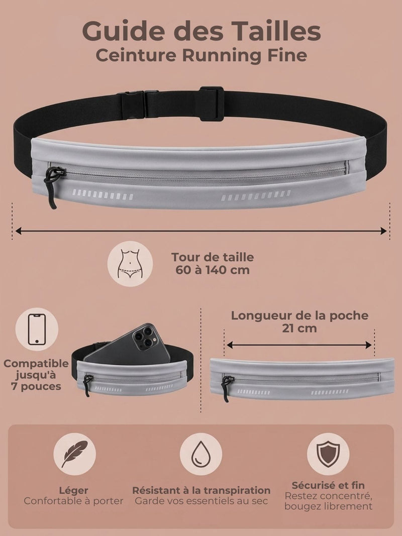 Ceinture running smartphone ultra-plate, sans rebond