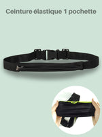 Ceinture running téléphone élastique, 1 ou 2 poches