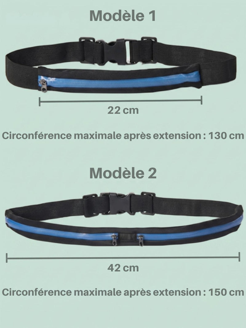 Ceinture running téléphone élastique, 1 ou 2 poches