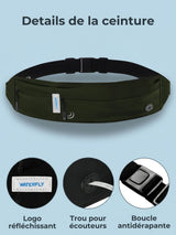 Ceinture sport running en lycra, ajustable 68-127 cm