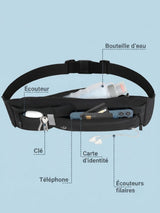 Ceinture sport running en lycra, ajustable 68-127 cm