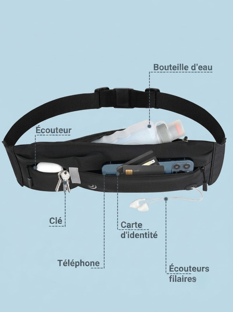 Ceinture sport running en lycra, ajustable 68-127 cm