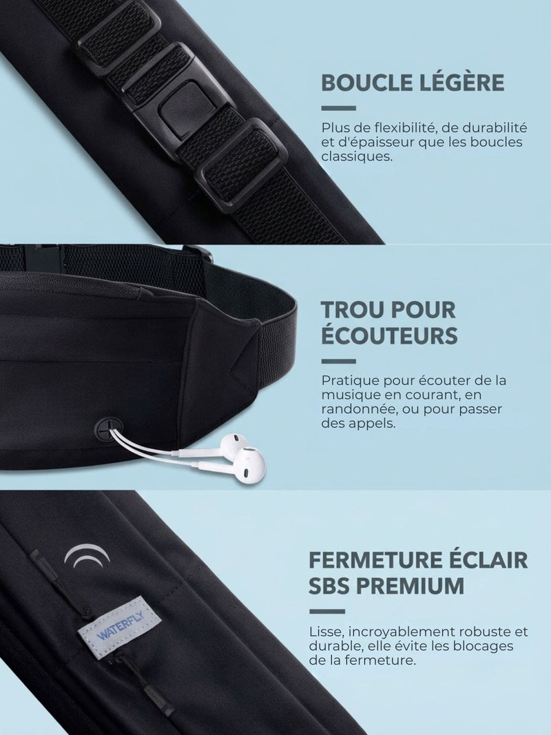 Ceinture sport running en lycra, ajustable 68-127 cm