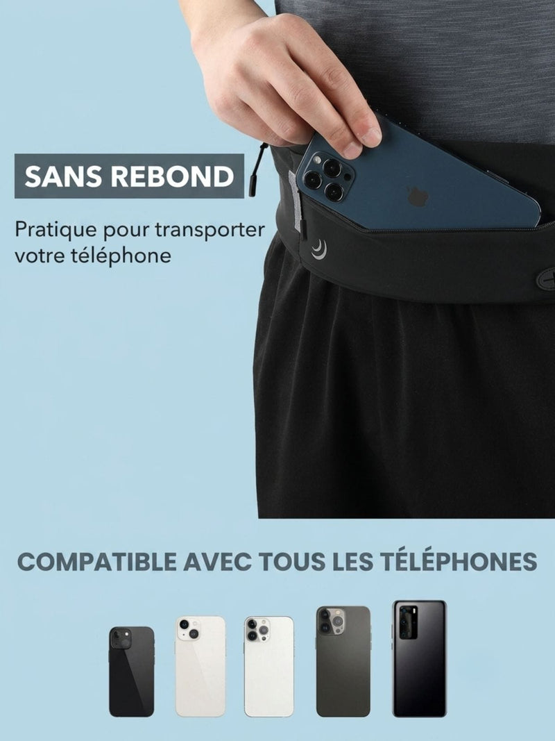 Ceinture sport running en lycra, ajustable 68-127 cm