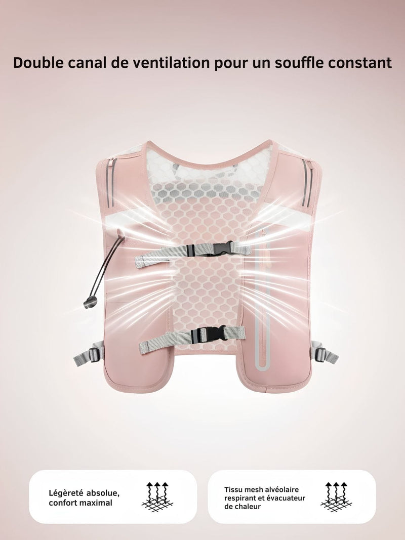 Gilet d'hydratation running ultra léger, porte-gourde