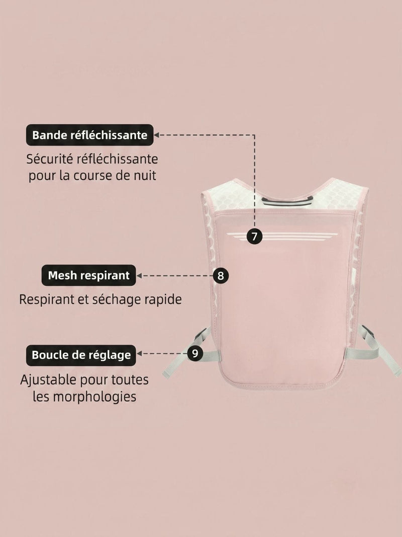 Gilet d'hydratation running ultra léger, porte-gourde