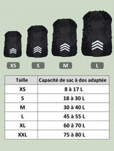 Housse anti pluie sac à dos, 6 tailles