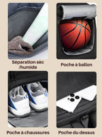 Sac à dos basketball, compartiment ballon