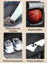 Sac à dos basketball, compartiment ballon