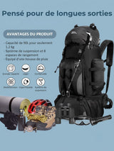 Sac à dos bivouac 90L, compartiment duvet séparé