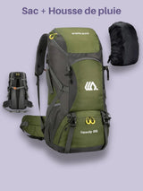 Sac à dos camping 50L, compartiment chaussures séparé