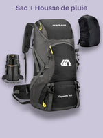 Sac à dos camping 50L, compartiment chaussures séparé