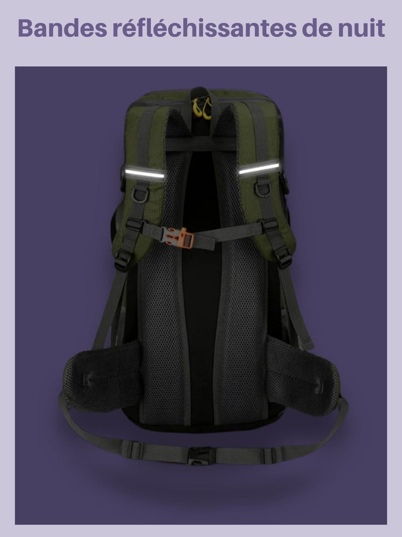 Sac à dos camping 50L, compartiment chaussures séparé