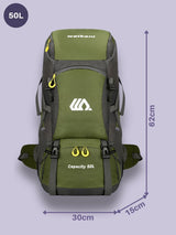 Sac à dos camping 50L, compartiment chaussures séparé