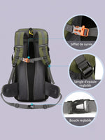 Sac à dos camping 50L, compartiment chaussures séparé