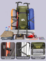 Sac à dos camping 50L, compartiment chaussures séparé
