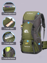 Sac à dos camping 50L, compartiment chaussures séparé