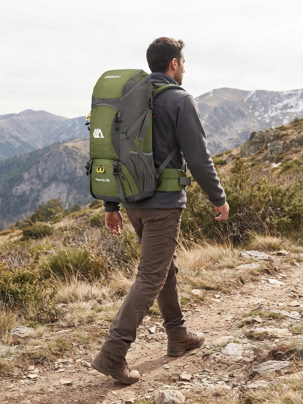 Sac à dos camping 50L, compartiment chaussures séparé