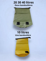 Sac à dos étanche 10 à 40L, poche bungee