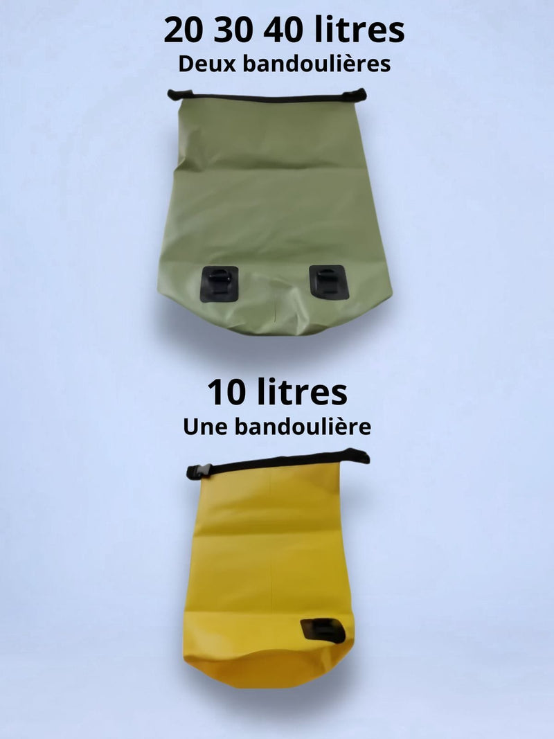 Sac à dos étanche 10 à 40L, poche bungee