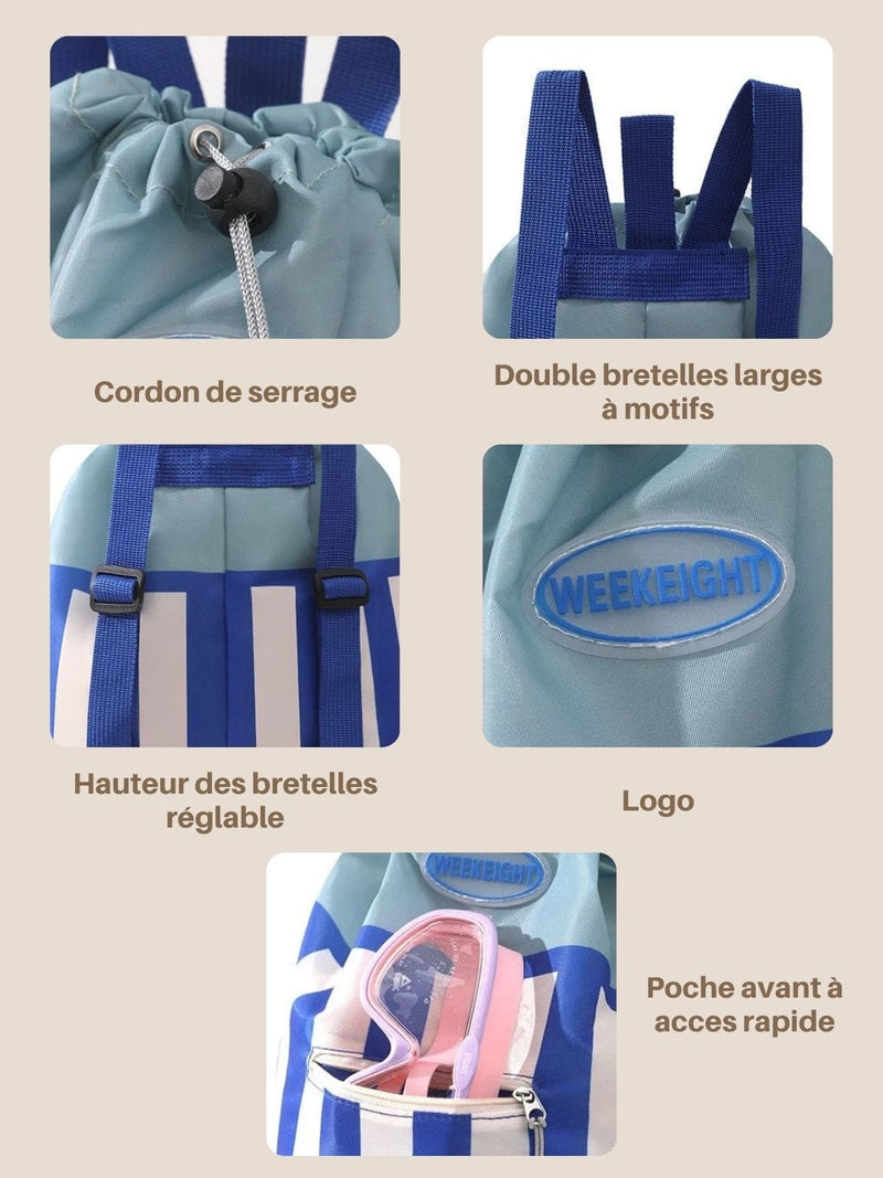 Sac à dos piscine enfant, sec/humide séparés