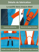 Sac à dos pliable 22L, fixation bâtons de randonnée
