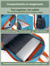 Sac à dos pliable 22L, fixation bâtons de randonnée