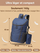 Sac à dos pliable ultra léger 20L, format poche