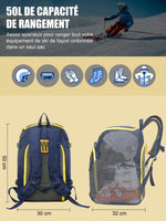 Sac à dos porte-ski 50L, sangles de fixation