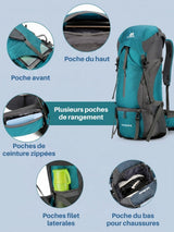 Sac à dos randonnée 70L avec housse de pluie incluse