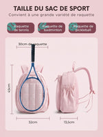 Sac à dos tennis femme, compartiment raquette matelassé