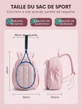 Sac à dos tennis femme, compartiment raquette matelassé
