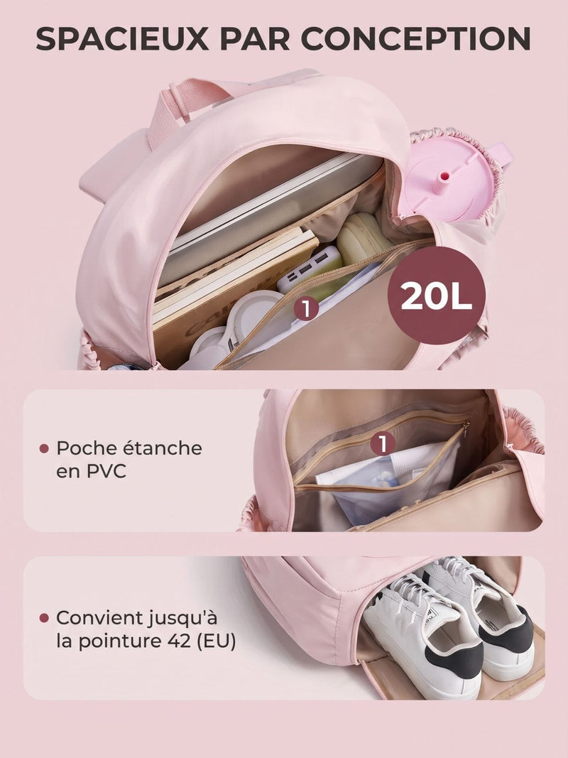 Sac à dos tennis femme, compartiment raquette matelassé