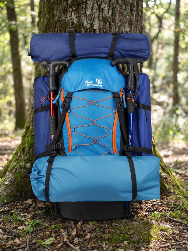 Sac à dos trek 60+5L, sifflet SOS et dos ventilé