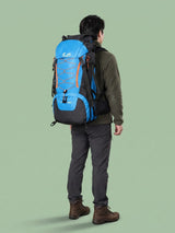 Sac à dos trek 60+5L, sifflet SOS et dos ventilé