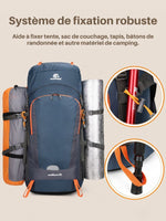 Sac à dos trekking 50+15L, housse de pluie incluse