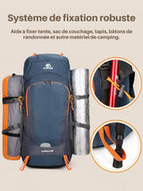 Sac à dos trekking 50+15L, housse de pluie incluse